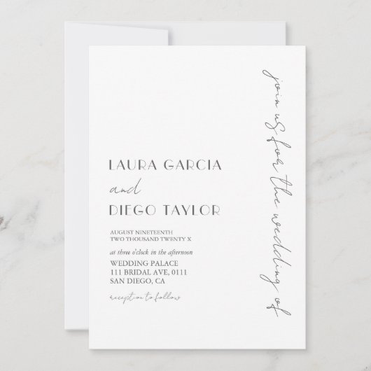 Invitation Mariage blanc moderne (Devant)