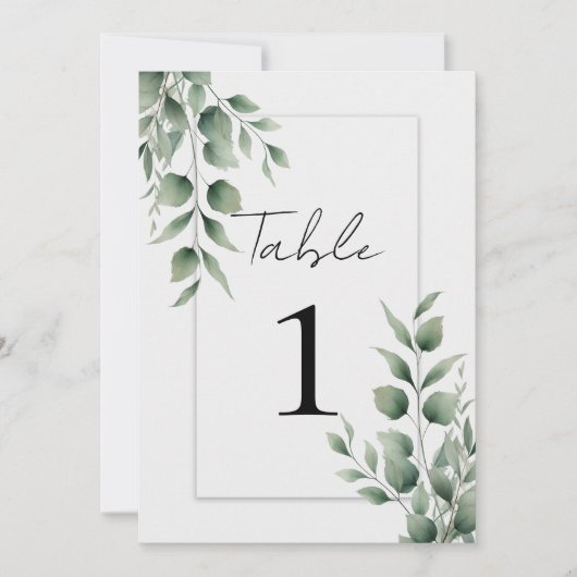 Invitation Mariage Blanc Moderne avec Feuillage Minimal (Devant)