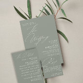 Invitation Mariage blanc moderne vert Sage