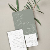 Invitation Mariage blanc moderne vert Sage