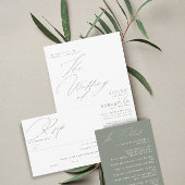 Invitation Mariage blanc moderne vert Sage