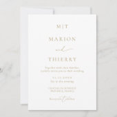 Invitation Mariage blanc monogramme minimaliste moderne (Devant)
