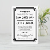 Invitation Mariage blanc & noir Art déco simple invite (Debout devant)