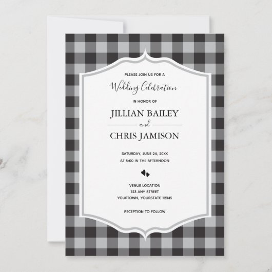 Invitation Mariage blanc noir blanc blanc blanc classique Buf (Devant)