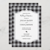 Invitation Mariage blanc noir blanc blanc blanc classique Buf (Devant / Derrière)