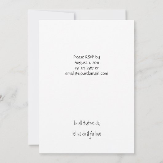 Invitation Mariage Blanc Noir Damassé Monogramme (Dos)