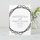 Invitation Mariage blanc noir géométrique B moderne (Debout devant)