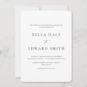 Invitation Mariage blanc noir simple (Devant)