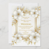 Invitation Mariage Blanc Or Beau Moderne Sophistiqué (Dos)