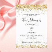 Invitation Mariage blanc or parties scintillant script élégan