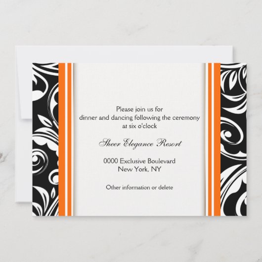 Invitation mariage blanc orange fiançailles (Dos)
