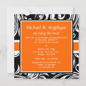 Invitation Mariage blanc orange noir de fiançailles (Dos)