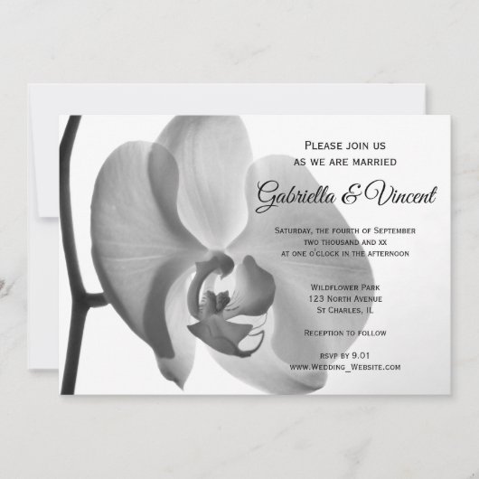 Invitation Mariage blanc orchidée (Devant)
