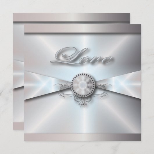 Invitation mariage blanc perle classique (Devant / Derrière)