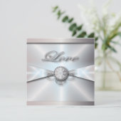 Invitation mariage blanc perle classique (Debout devant)