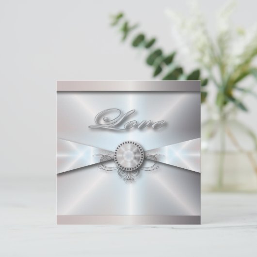 Invitation mariage blanc perle classique (Debout devant)