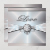 Invitation mariage blanc perle classique (Devant / Derrière)