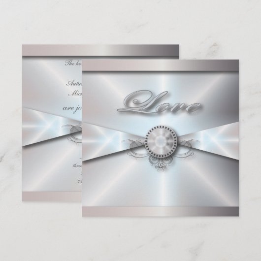 Invitation mariage blanc perle classique (Devant / Derrière)