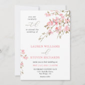 Invitation Mariage blanc personnalisé en fleurs de cerisier r (Devant)