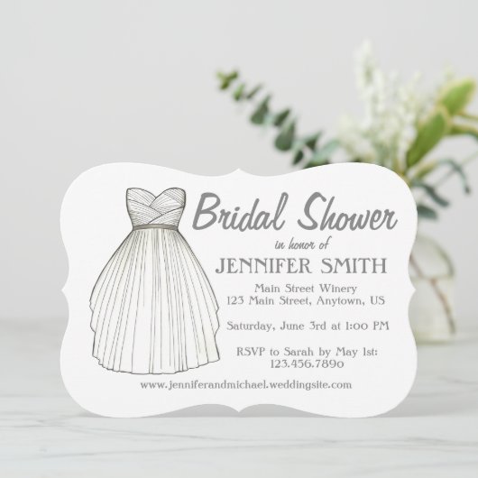 Invitation Mariage blanc robe Fête des mariées mariée (Debout devant)