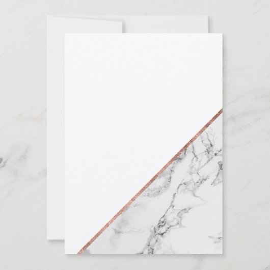 Invitation mariage blanc Rose en marbre d'or (Dos)