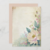 Invitation Mariage blanc rose rustique (Devant / Derrière)