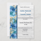 Invitation Mariage BLANC RUSTIQUE FLORAL JOLIE MARINE BLEU (Devant)