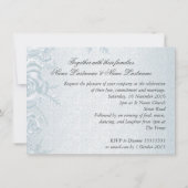 Invitation Mariage Blanc Silver Blue Roses Snowflakes (Dos)