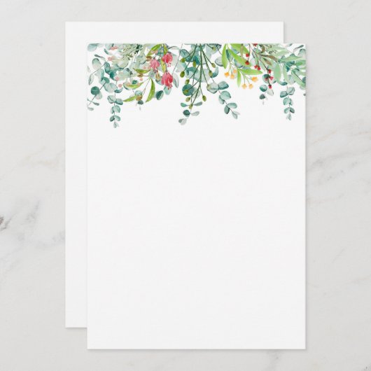 Invitation Mariage blanc simple à l'eucalyptus (Devant / Derrière)