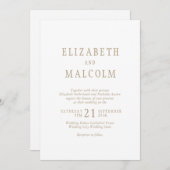 Invitation Mariage blanc simple et élégant (Devant / Derrière)