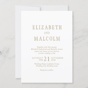 Invitation Mariage blanc simple et élégant