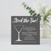 Invitation Mariage blanc sur fond gris Stockez le bar Script  (Debout devant)