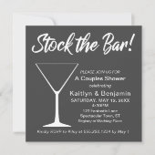 Invitation Mariage blanc sur fond gris Stockez le bar Script  (Devant)