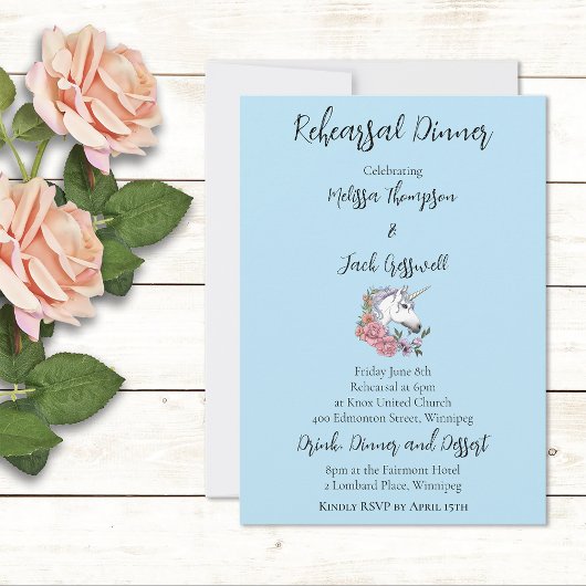 Invitation Mariage blanc Unicorne rose Fleurs
