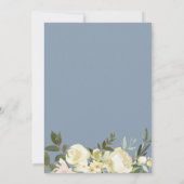 Invitation mariage blanc vert fleuri bleu poussiéreux (Dos)