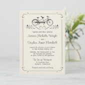 Invitation Mariage blanc Vintage à bicyclette Tandem (Debout devant)
