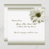 Invitation Mariage blanc Vintage Chrysanthème (Devant / Derrière)