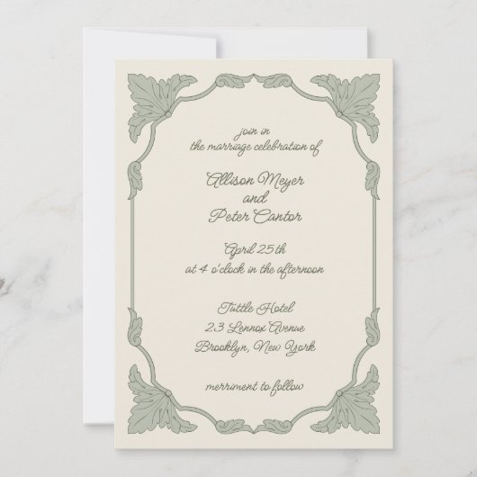 Invitation Mariage blanc Vintage doux (Devant)