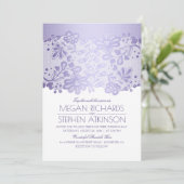 Invitation Mariage blanc Vintage élégant Lavender Purple Lace (Debout devant)