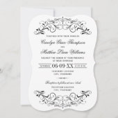 Invitation Mariage blanc vintage noir (Devant)