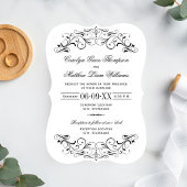 Invitation Mariage blanc vintage noir