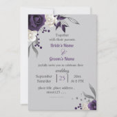 Invitation Mariage blanc violet foncé (Devant)