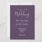 Invitation Mariage blanc violet moderne minimal (Devant)