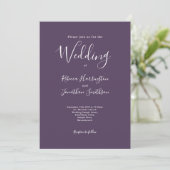Invitation Mariage blanc violet moderne minimal (Debout devant)