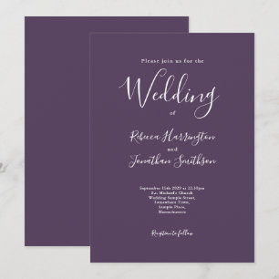 Invitation Mariage blanc violet moderne minimal