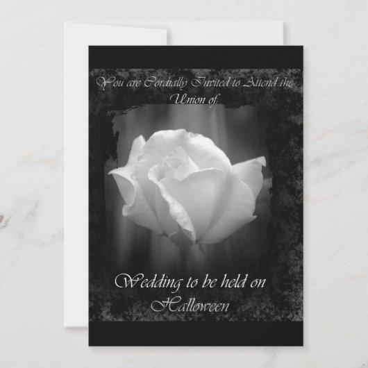 Invitation Mariage-Blanche de rose de Halloween (Devant)