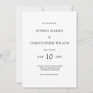 Invitation Mariage blanche design simple et moderne