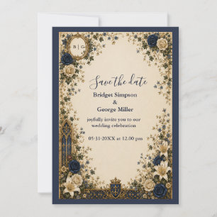 Invitation Mariage Blason Monogramme Gothique Royal Médiéval
