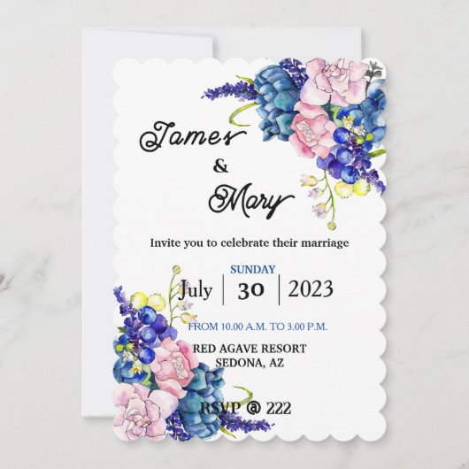 Invitation Mariage bleu (Devant)