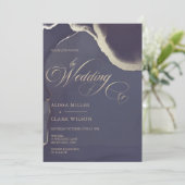 Invitation Mariage bleu Abstrait Gold Dark Navy (Debout devant)